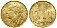 10 franków 1914 B, Berno, typ Vreneli, złoto 3.2