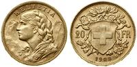 20 franków 1908 B, Berno, typ Vreneli, złoto 6.4