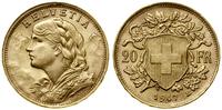20 franków 1947 B, Berno, typ Vreneli, złoto 6.4